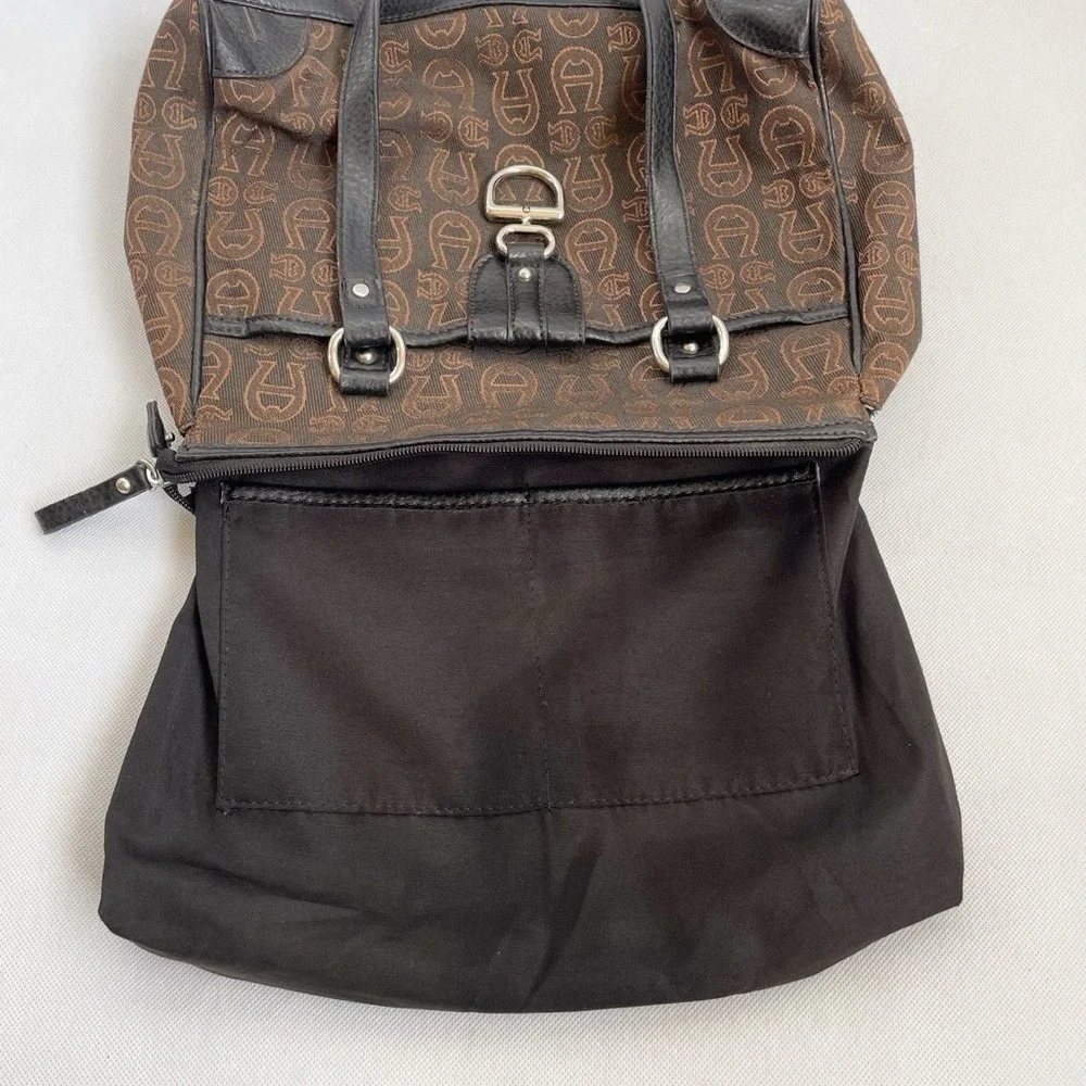 Etienne Aigner Vintage Y2K Western Horseshoe Print Structured Satchel Bag